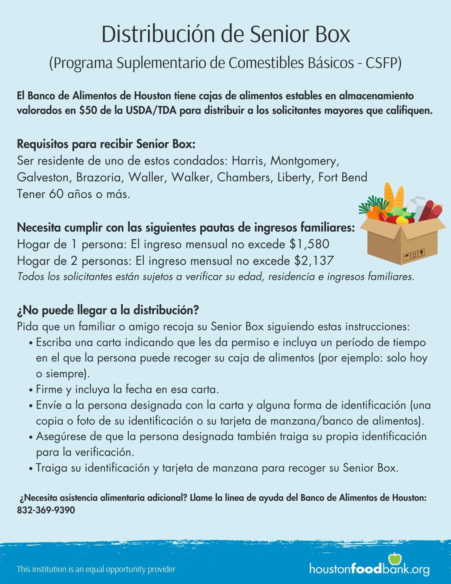 HFB Senior Box Distribution/Distribucion de Senior Box – MESA Outreach